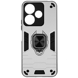 Задняя накладка DF для Xiaomi Redmi 13 (4G)/Poco M6 (4G) DF xiArmor-11 (silver) с кольцом и держателем