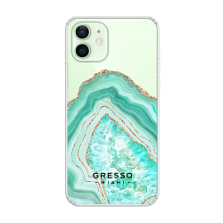 Задняя накладка GRESSO для iPhone 12. Коллекция "Drama Queen". Модель "Mint Agate"