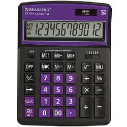 Калькулятор BRAUBERG EXTRA COLOR-12-BKPR ЧЕРНО-ФИОЛЕТОВЫЙ, 250480