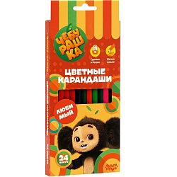 Карандаши цветные Мульти-Пульти "Чебурашка", 24цв., заточен., картон, европодвес CPЧБ_52997