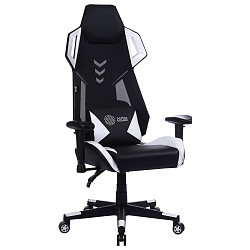 Кресло игровое Cactus CS-CHR-090BLW черный/белый, сиденье черный/белый, эко.кожа, крестовина пластик, пластик черный/белый