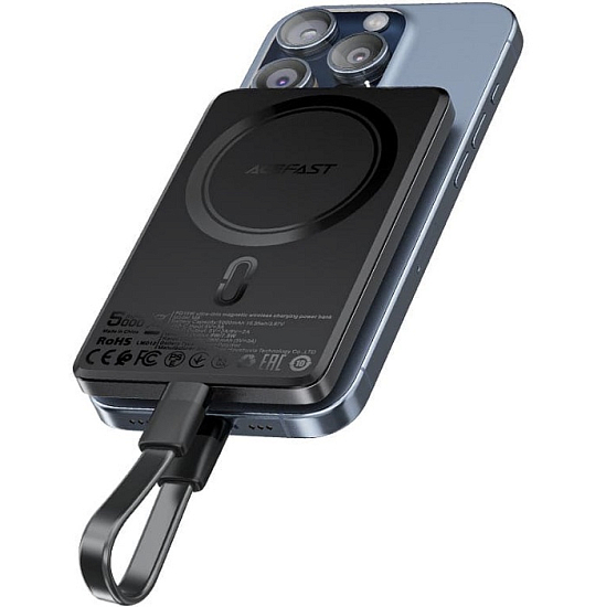 Внешний АКБ ACEFAST M8 PD18W (5000mAh), чёрный, MagSafe