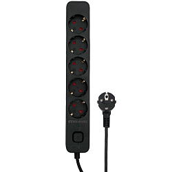 Сетевой фильтр  3.0м ГАРНИЗОН EPS-5-B-3, черный, 5 розеток, 10А, ур.защиты 2+, пакет