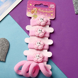 Резинка для волос "Конфетти" (набор 8 шт) цветочек, розовый   7862151