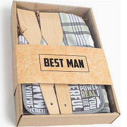 Набор подарочный Доляна Best man: варежка 20х28 см, прихватка 17х17 см, 2 лопатки 9320303