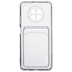 Силиконовый чехол POKET для Honor 50 Lite прозрачный с карманом для карт