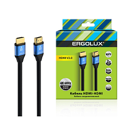 Кабель HDMI <--> HDMI  2.0м  ERGOLUX ELX-VC01-HDMI черный, 4К 60Гц
