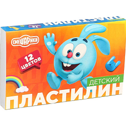 Пластилин  «Детский», 12 цветов, 180 г, Смешарики 7576468
