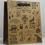 Пакет крафтовый вертикальный «For real man», ML 23 × 27 × 11.5 см