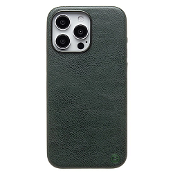 Задняя накладка Cellis SM031 SafeMag для iPhone 15 Pro Max Натуральная кожа (dark green)