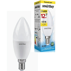 Лампа светодиодная SMARTBUY C37 12W/3000K/E14 (теплый свет)
