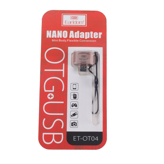 Переходник OTG microUSB EARLDOM ET-OT04 плоский, золотой