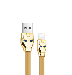 Кабель USB <--> Lightning  1.2м HOCO U14 Steel man плоский, золотой