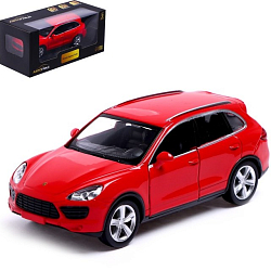 Машина металлическая PORSCHE CAYENNE TURBO, 1:32, открываются двери, инерция, цвет красный