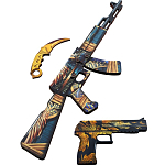 Набор сувенирного оружия «Золото», автомат, пистолет, керамбит, 3 шт. 9911037