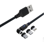 Кабель USB <--> Lightning/microUSB/Type-C  1.0м G5 магнитный, чёрный 