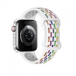 Силиконовый ремешок HOCO WA19 для APPLE Watch 42/44/45/49мм двухцветный, белый, разноцветные пятна