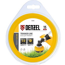 Леска для триммера круглая 3 мм х 15 м,  блистер FLEX CORD// Denzel 96109