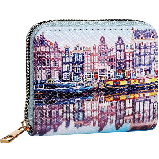 Кошелёк на молнии, цвет голубой/разноцветный