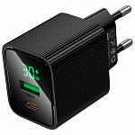 Сетевое ЗУ 1USB/1Type-C 3A HOCO CS84A, Black, Type-C-Type-C, 18W PD 30W+QC3.0