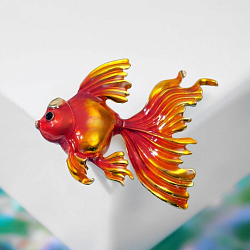 Брошь "Рыбка", цвет красно-золотой в золоте   5395246