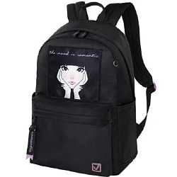 Рюкзак BRAUBERG FASHION CITY универсальный, карман-антивор,Romantic Anime,черный,44х31х16 см,270808