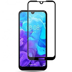 Противоударное стекло NONAME для Honor 8S/Y5 (2019) черное, полный клей, в техпаке