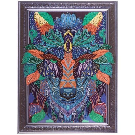 Алмазная мозаика форменными стразами «Волк» на раме 30х40 см