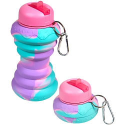 Бутылка складная 500 мл с пластиковой крышкой и поильником, сиренево-розовая