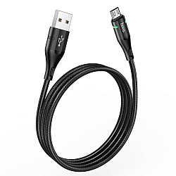 Кабель USB <--> microUSB  1.0м HOCO U93 светящийся черный