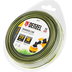 Леска для триммера двухкомпонентная квадратная, 2,0мм х 15м, блистер SkyCutter// Denzel 96837