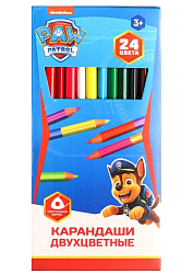 Карандаши цветные 24 цвета, двухсторонние, трёхгранные, PAW PATROL   4515915
