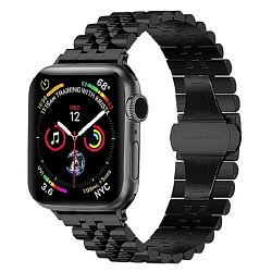 Металлический ремешок ApW35 для Apple Watch 42/44/45/49mm (black) блочный на застежке