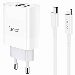 Сетевое ЗУ 1USB/1Type-C 3A HOCO C80A, Rapido, белый, PD20W, USB-Lightning