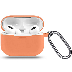 Силиконовый чехол ISA для AirPods Pro 2 с карабином №4 papaya