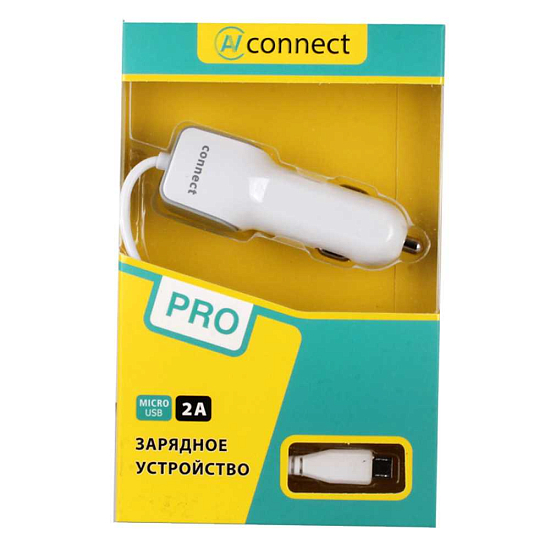 Авто ЗУ 2A CONNECT PRO microUSB, белый