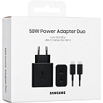 Сетевое ЗУ 2Type-C Samsung EP-T5020X, Black, Type-C, 50W