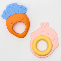 Набор прорезывателей с погремушкой «Овощной микс», 2 шт