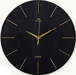 Часы настенные, интерьерные, бесшумные, d-30 см, черные с золотом 9902063