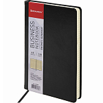 Блокнот А5 (148х218мм), BRAUBERG Income, 128л, кожзам, клетка, черный, 125208