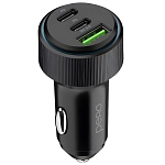 Aвто ЗУ 1USB/2Type-C PERO AC07, черный, 66W