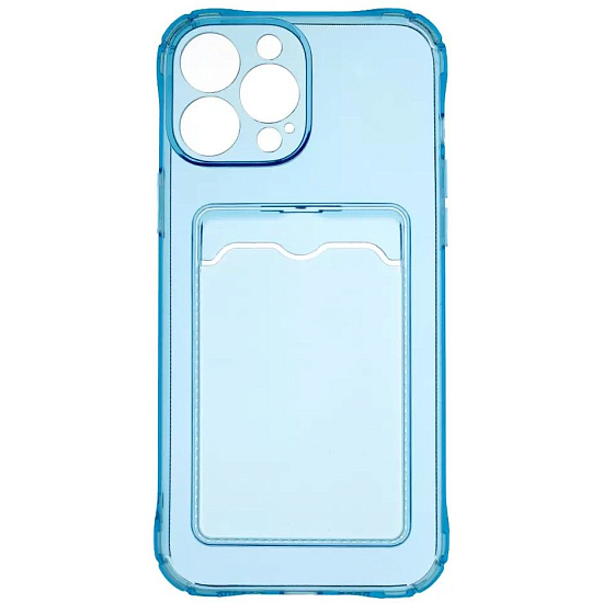 Задняя накладка ZIBELINO Silicone Card Holder Case для iPhone 13 Pro Max (голубой) защита камеры