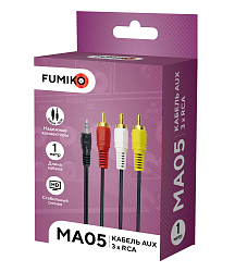 Кабель Jack 3.5 <--> 3RCA  1.0м FUMIKO MA05 черный
