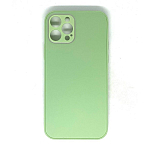 Задняя накладка AKSS для iPhone 12 Pro (6.1), салатовый, "имитация бархатное стекло"