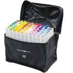 Маркеры для скетчинга двусторонние BRAUBERG ART DEBUT "WHITE", НАБОР 60 шт, чехол, 152143