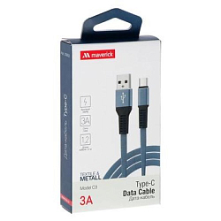 Кабель USB <--> Type-C  1.2м MAVERICK Textile & Metall, C3, серый
