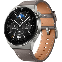 Смарт-часы HUAWEI Watch GT 3 Pro светло-серые \ ремешок серый кожаный