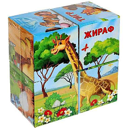 Кубики картонные «Африка», 4 штуки, по методике Монтессори 1251822