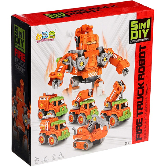 Конструктор винтовой «Робот пожарный», 5 в 1 10112509