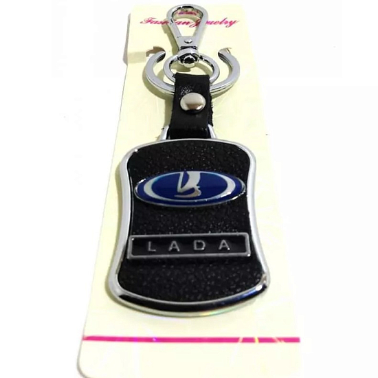 Брелок с карабином LADA хром-металл на коже